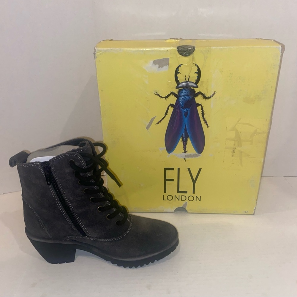 Fly London Women's Gray Ankle Boots oil suede diesel